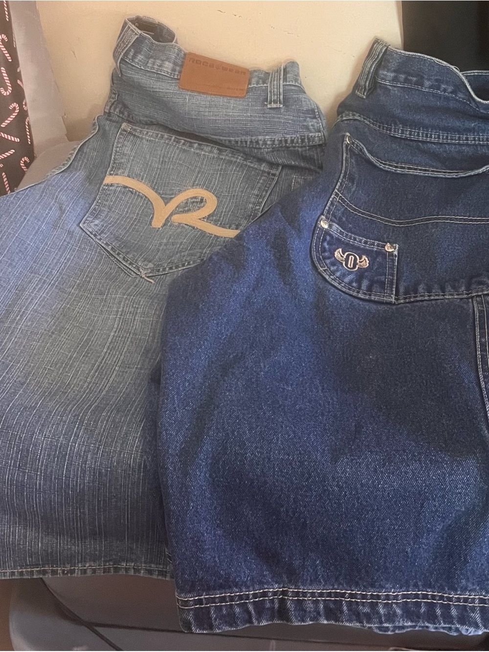 2 vintage denim jorts y2k shorts bundle outkast rocawear music rap size 36 baggy